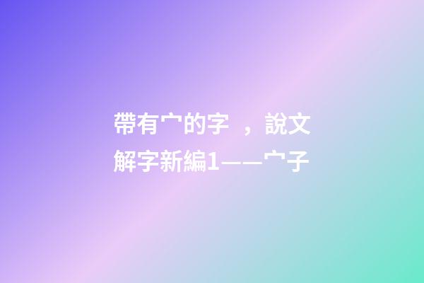 帶有宀的字，說文解字新編1——宀子